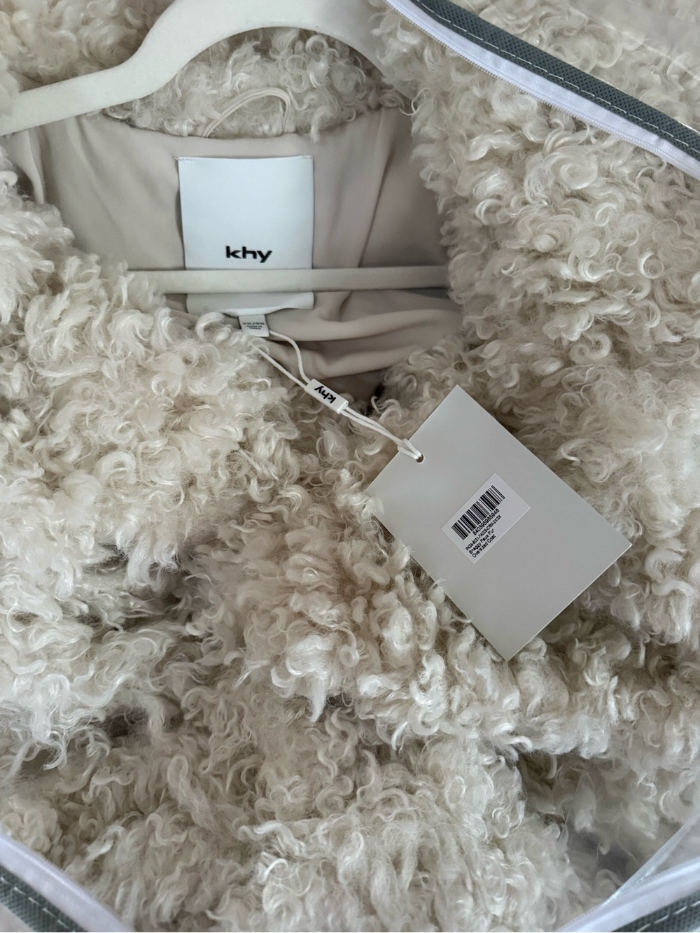 KHY Kylie Kardashian Women's Cream Faux Shearling Jacket